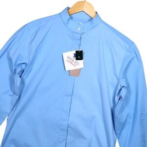 Riders Select Show Shirt LT Blue Ladies Long Sleeve Mandarin Collar Size L